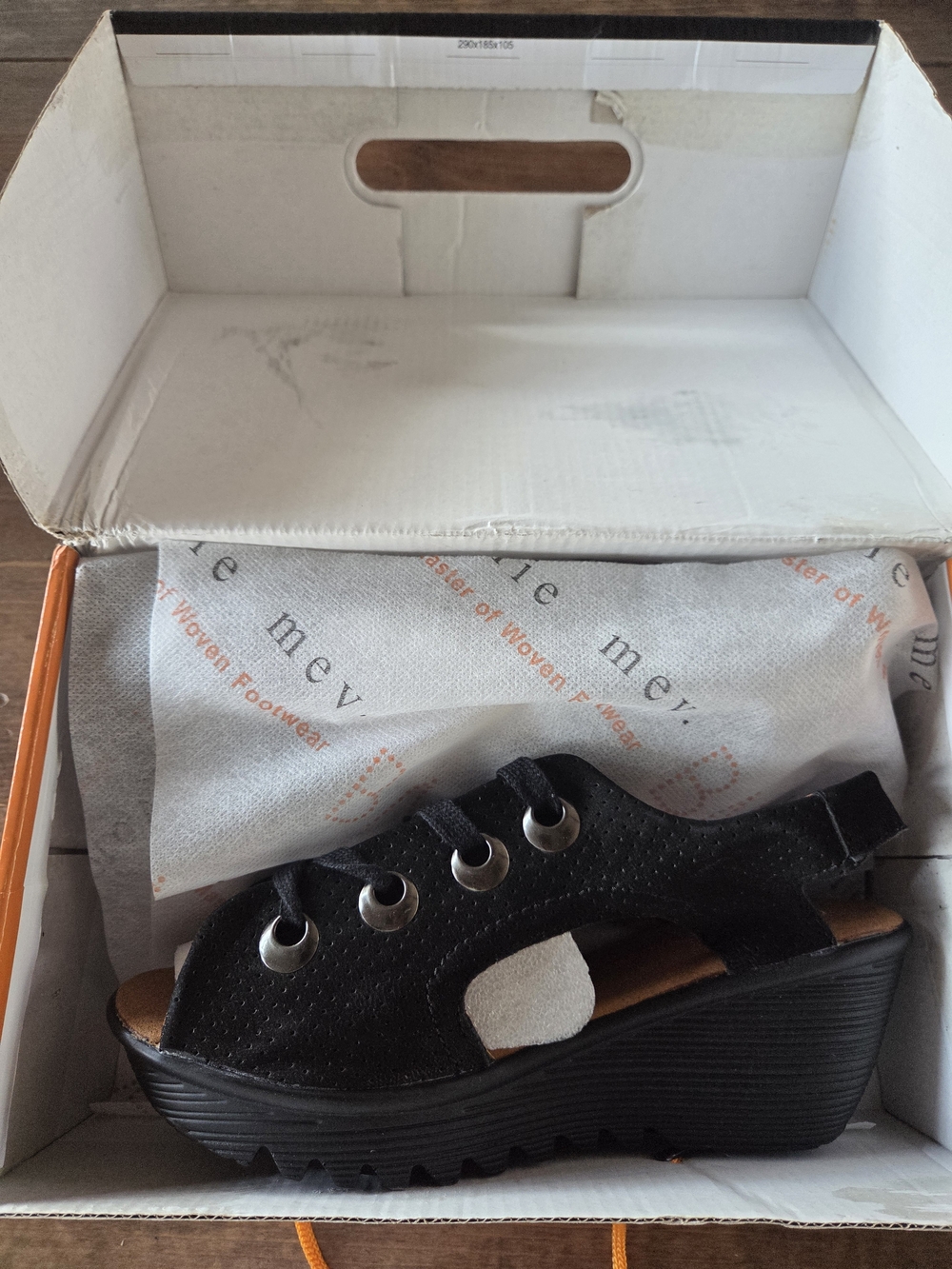 bernie mev. Black Eyelet Wedge Sandal NEW IN BOX